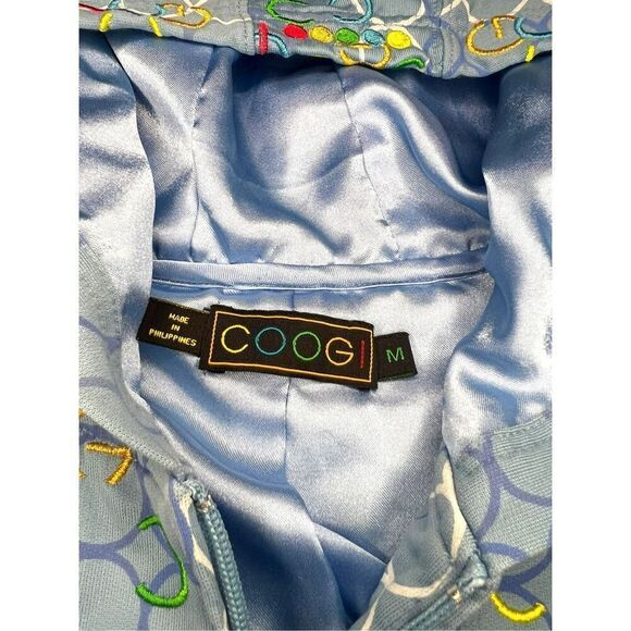 COOGI Women’s Medium Zip Up Jacket Blue Embroidered All Over Print Hoodie - Picture 9 of 10